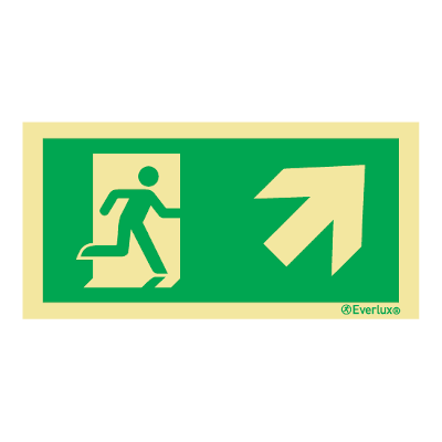 Everlux Photoluminescent Sign - Emergency Exit Up To The Right