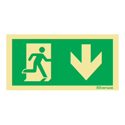 Everlux Photoluminescent Sign - Emergency Exit Straight Ahead Through Door