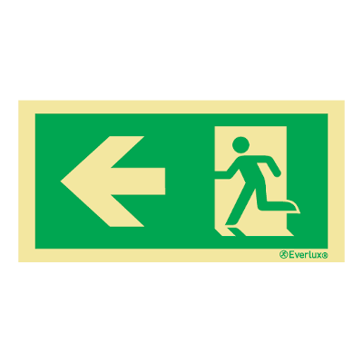 Everlux Photoluminescent Sign - Emergency Exit To The Left