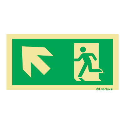 Everlux Photoluminescent Sign - Emergency Exit Up To The Left