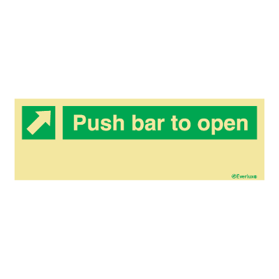 Everlux Photoluminescent Sign - Push Bar To Open